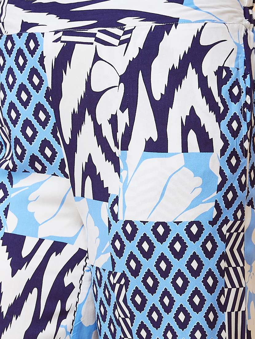 blue printed top and palazzos co-ord set - 20410258 -  Standard Image - 5