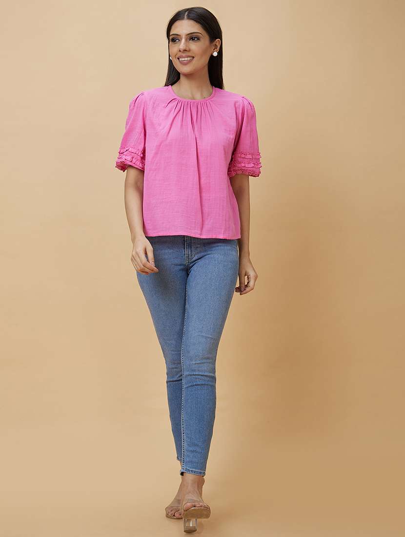 pink solid regular top - 20410268 -  Standard Image - 5