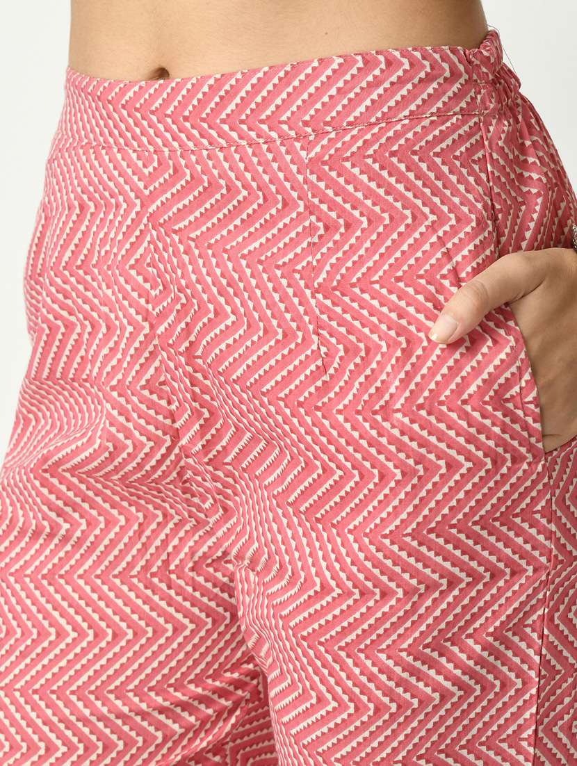 women pink mandarin neck kurta pant set with dupatta - 20410458 -  Standard Image - 5