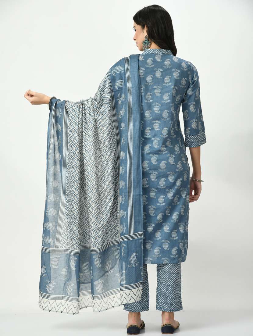 blue printed suit set - 20410459 -  Standard Image - 3