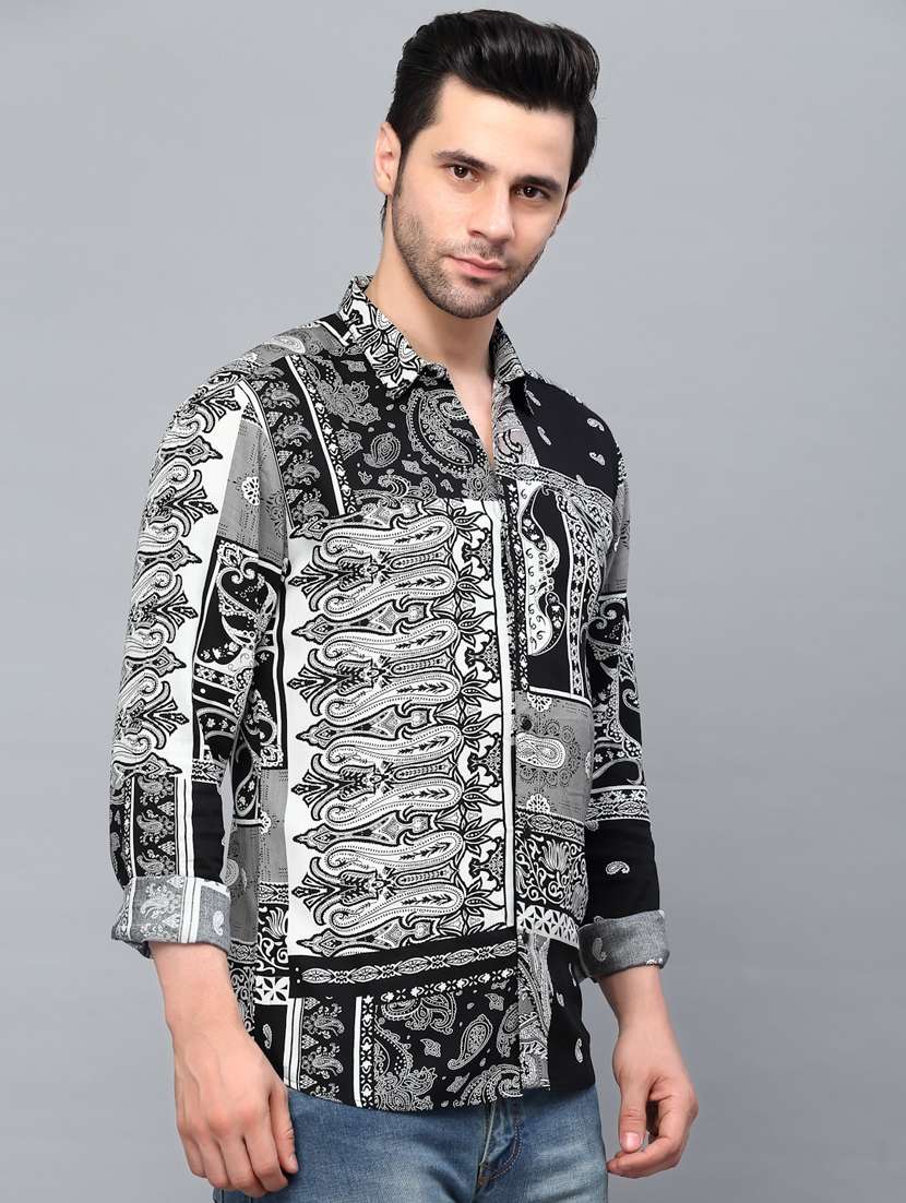 black cotton casual shirt - 20410677 - Standard Image - 3