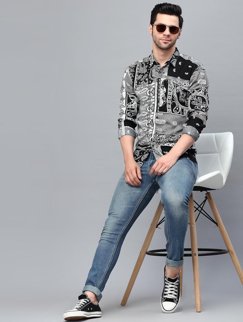 black cotton casual shirt - 20410677 - Standard Image - 5