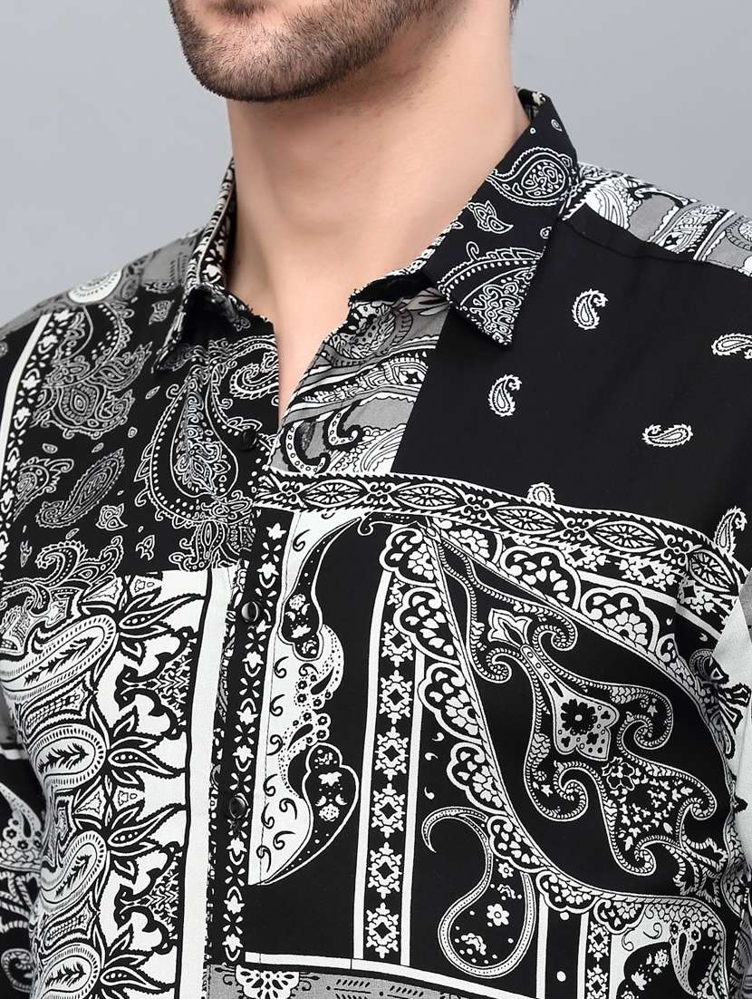 black cotton casual shirt - 20410677 - Standard Image - 8