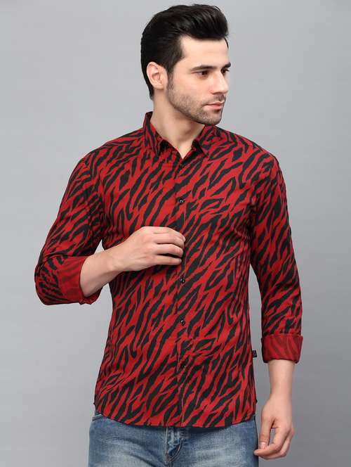 maroon cotton casual shirt - 20410692 -  Standard Image - 0