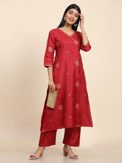 foil print kurta palazzo set - 20410966 - Standard Image - 0