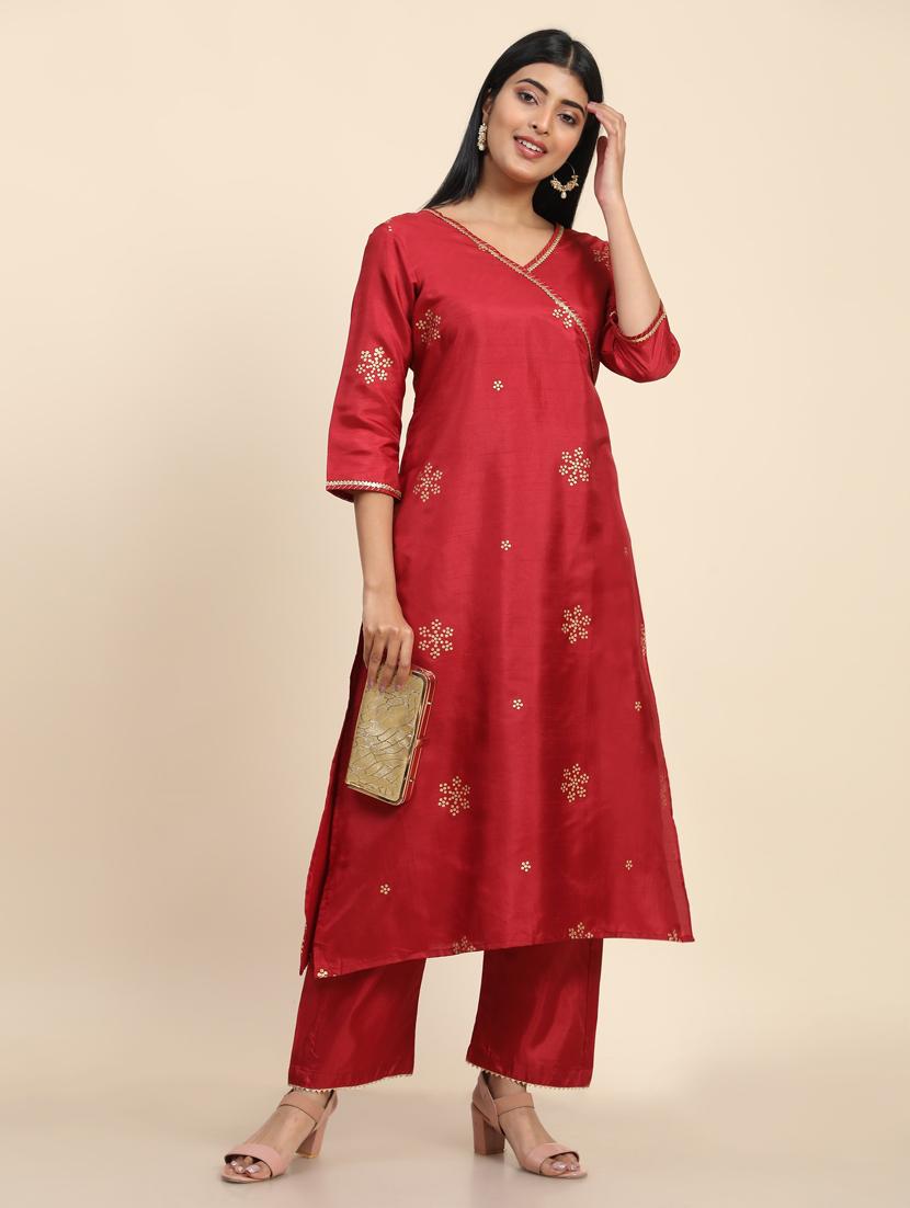 foil print kurta palazzo set - 20410966 - Zoom Image - 0