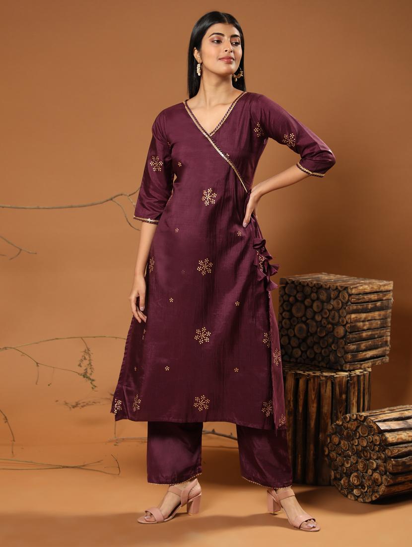 foil print kurta palazzo set - 20410967 - Standard Image - 3