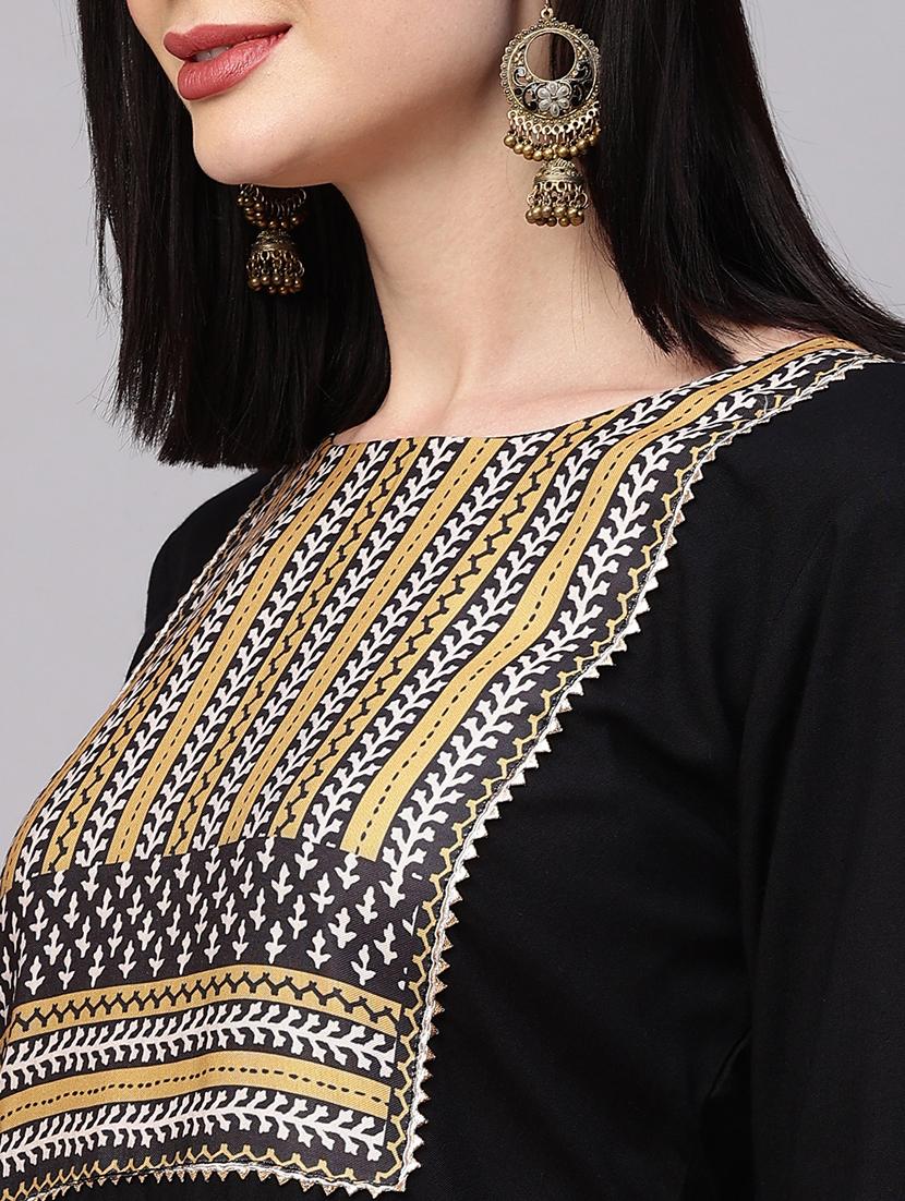 women black boat neck kurta pant set - 20410970 - Standard Image - 5