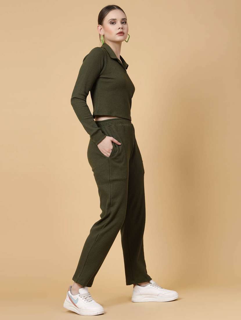 women solid co-ords set - 20411050 -  Standard Image - 3