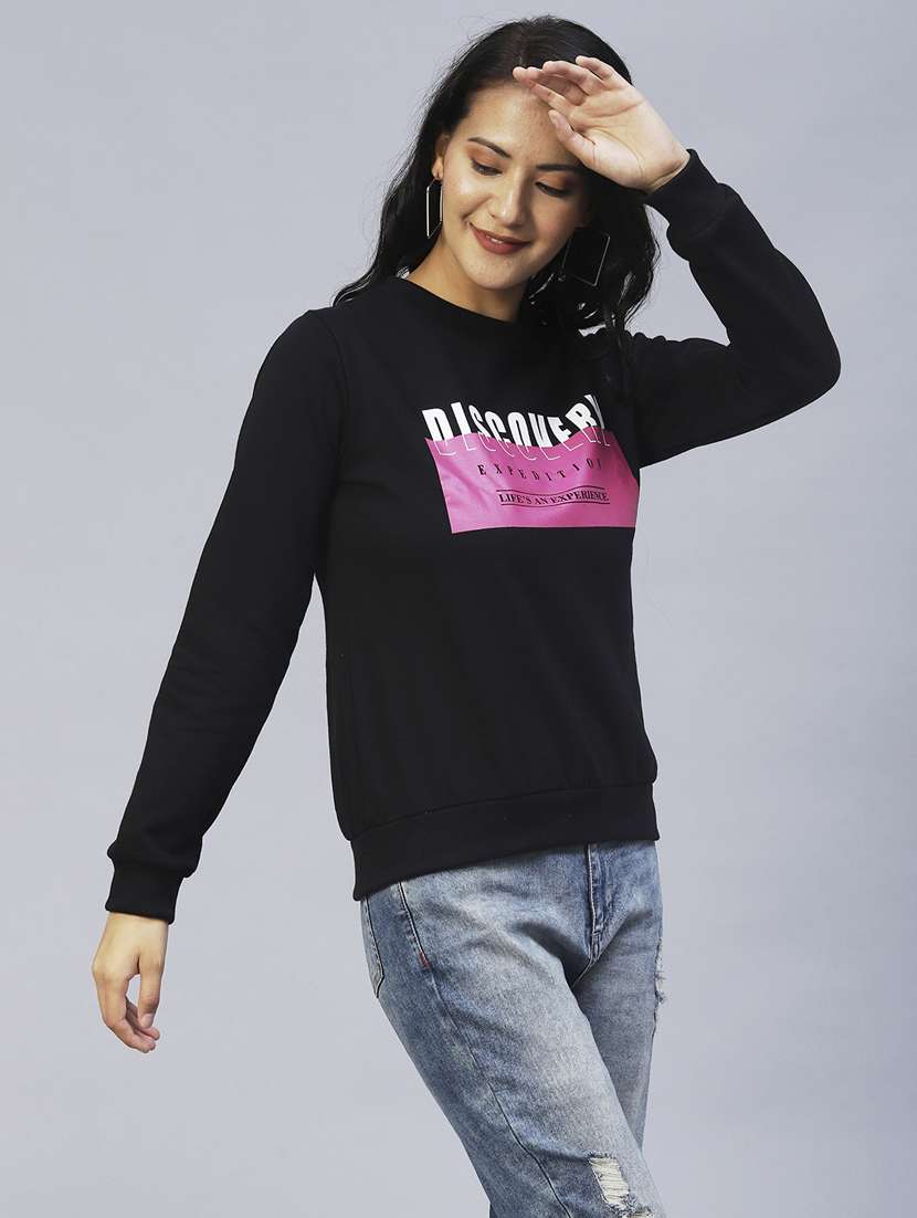 women long sleeved chest print sweatshirt - 20411165 -  Standard Image - 3