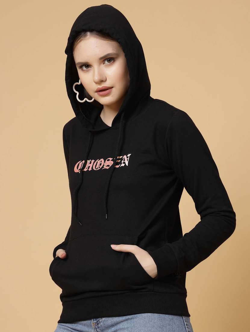 women chest print hooded sweatshirt - 20411180 - Standard Image - 3