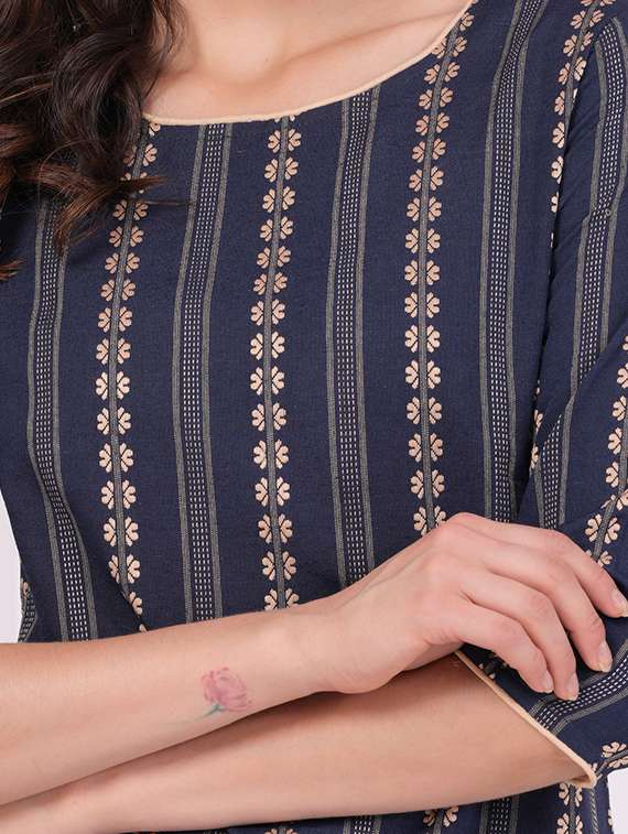 navy blue kurta pant set - 20411688 -  Standard Image - 3