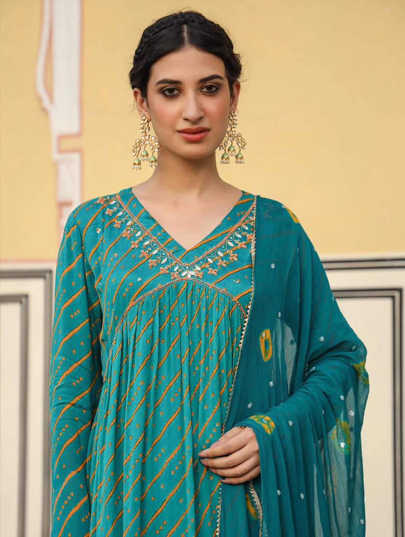 leheriya kurta salwar with dupatta - 20412722 -  Standard Image - 3