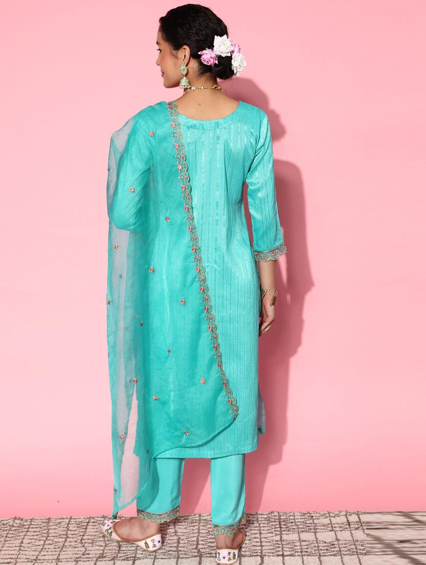 embroidered kurta pant set with dupatta - 20412740 - Standard Image - 3