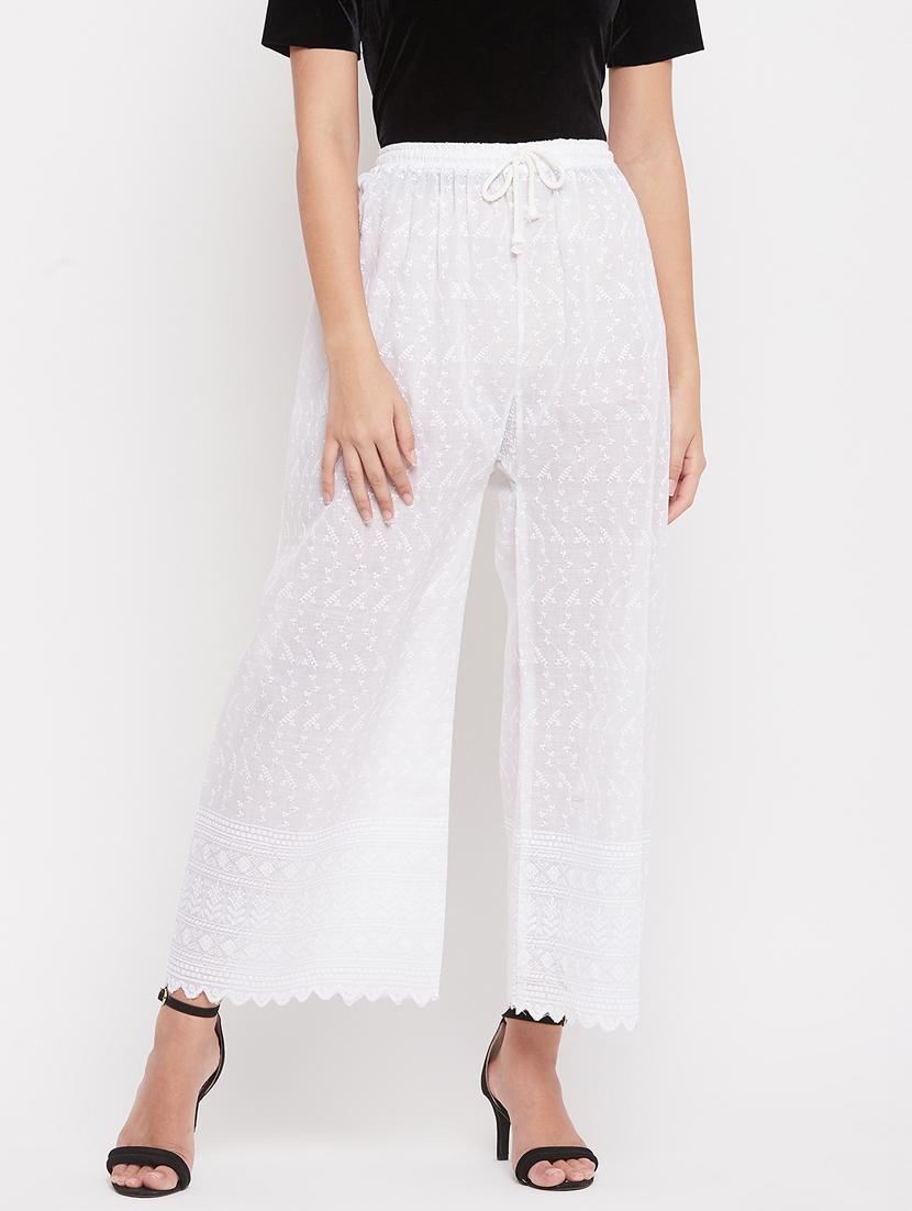white self design palazzo