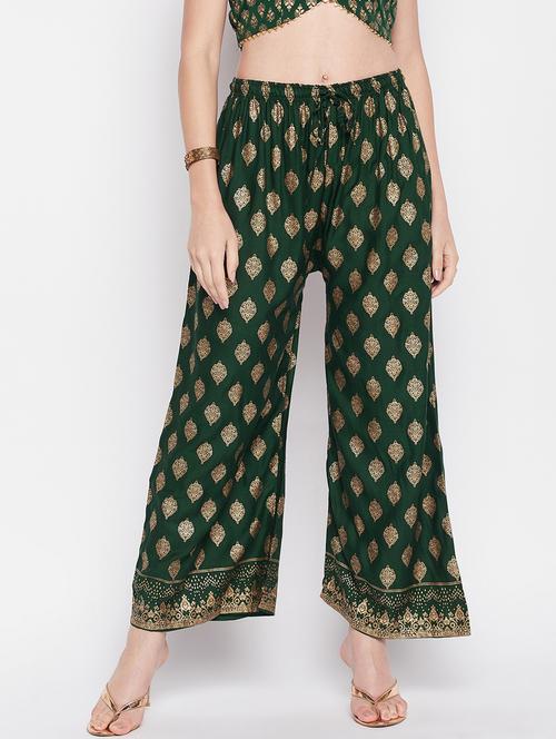 green foil print palazzo - 20412842 - Standard Image - 0