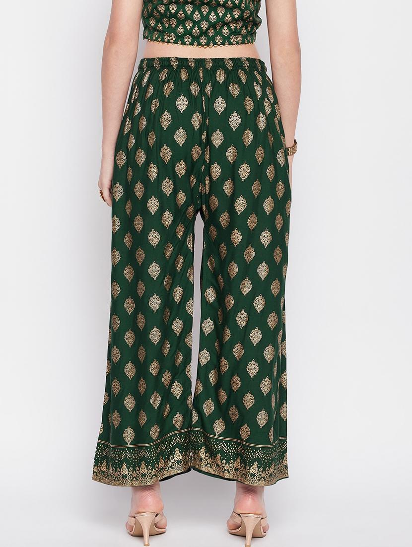 green foil print palazzo - 20412842 - Standard Image - 3