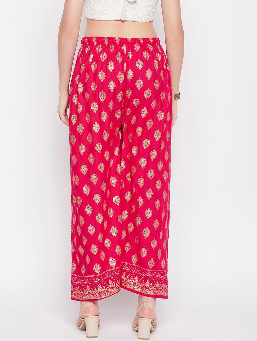 pink foil print palazzo - 20412845 - Standard Image - 3
