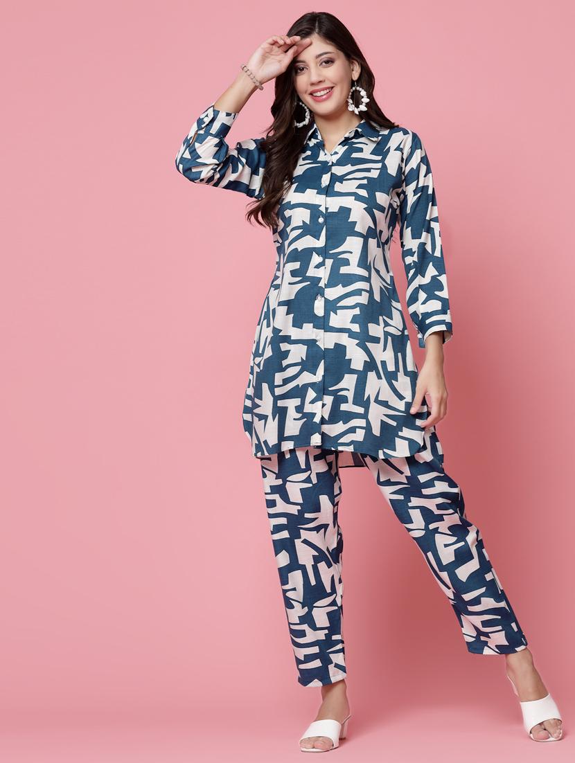 multi color abstract print shirt and trouser set - 20412869 - Zoom Image - 0
