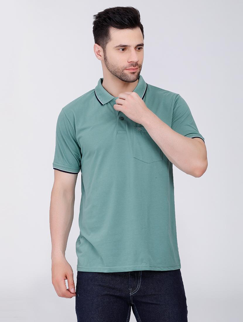 men plain short sleeve polo t-shirt - 20412963 -  Zoom Image - 0