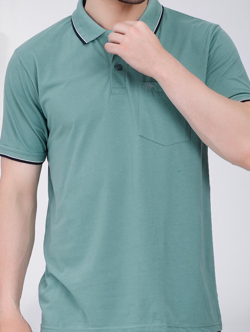 men plain short sleeve polo t-shirt - 20412963 -  Standard Image - 3
