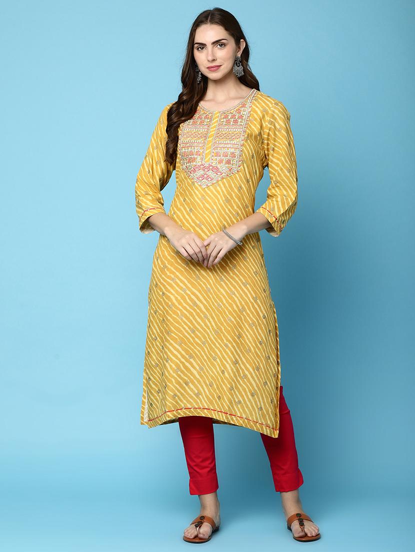 women three quarter sleeve straight kurta - 20414621 - Zoom Image - 0