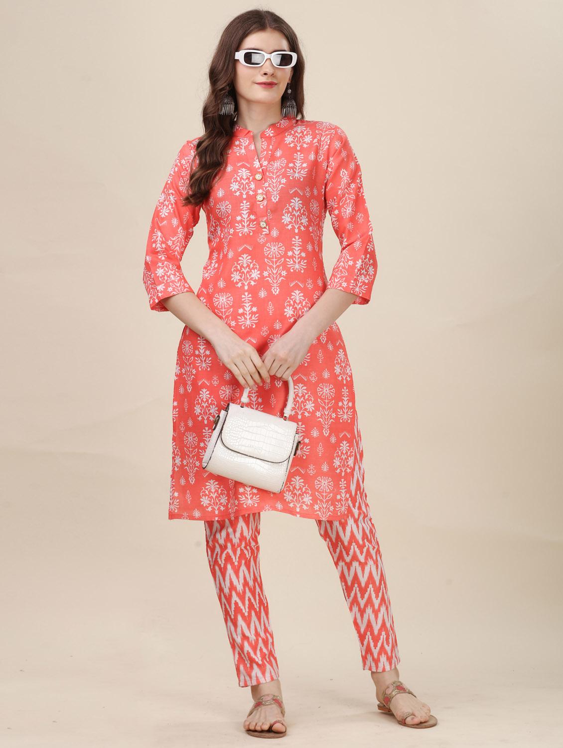 block print kurta pant set - 20415166 - Zoom Image - 0