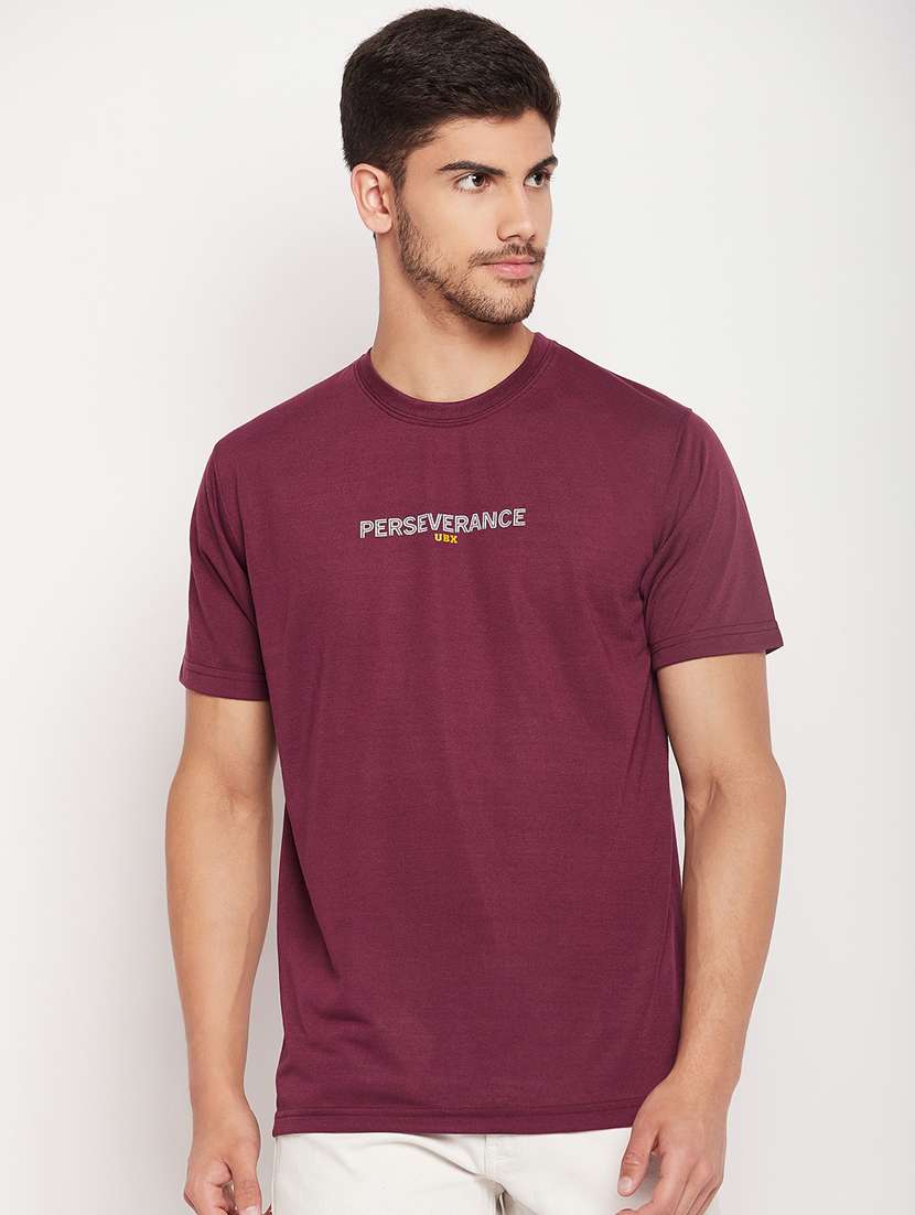 men chest print cotton t-shirt
