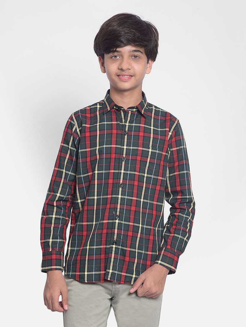 boys multi colored checkered 100% cotton shirt