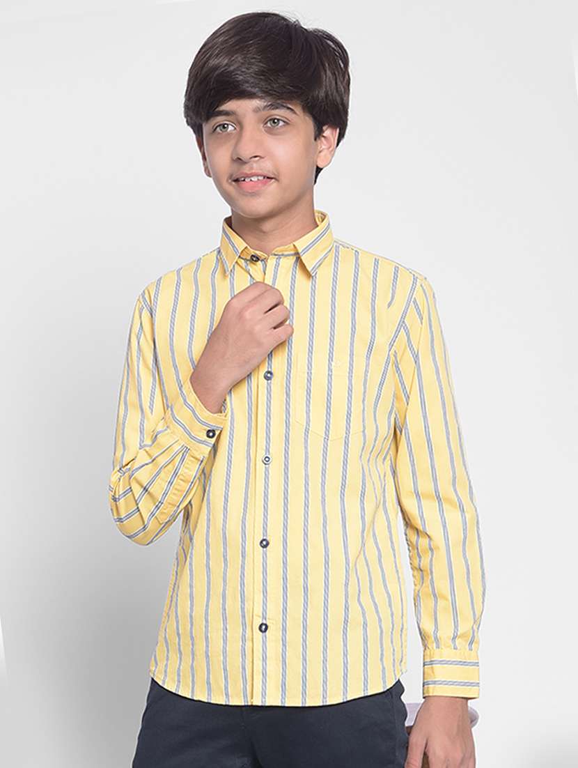 boys lemon sherbet colored striped cotton shirt - 20416513 -  Zoom Image - 0