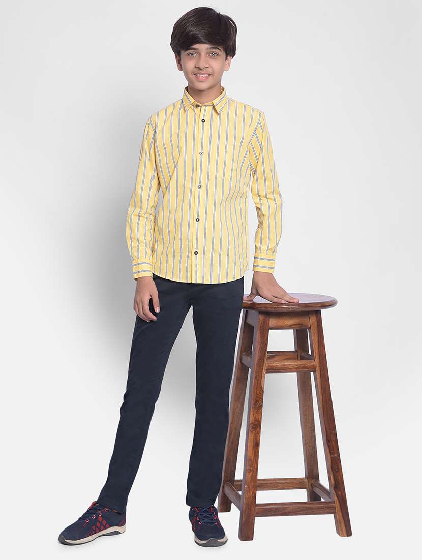 boys lemon sherbet colored striped cotton shirt - 20416513 -  Standard Image - 3