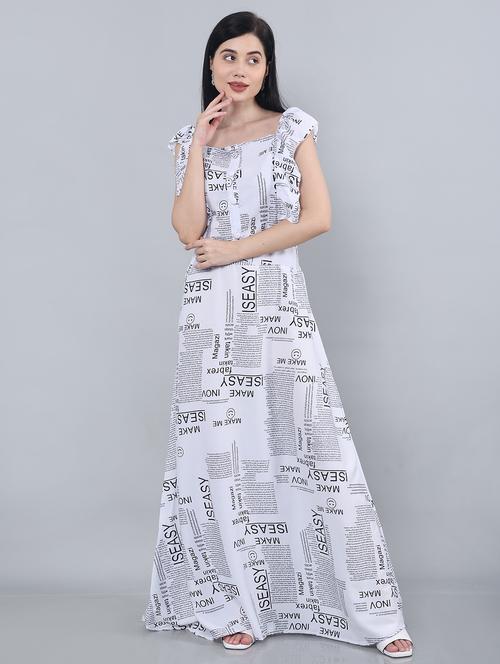 white typographic maxi dress - 20417063 - Standard Image - 0