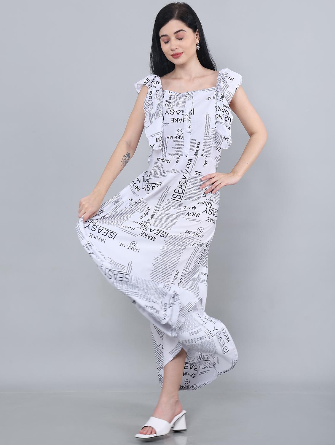 white typographic maxi dress - 20417063 - Standard Image - 3