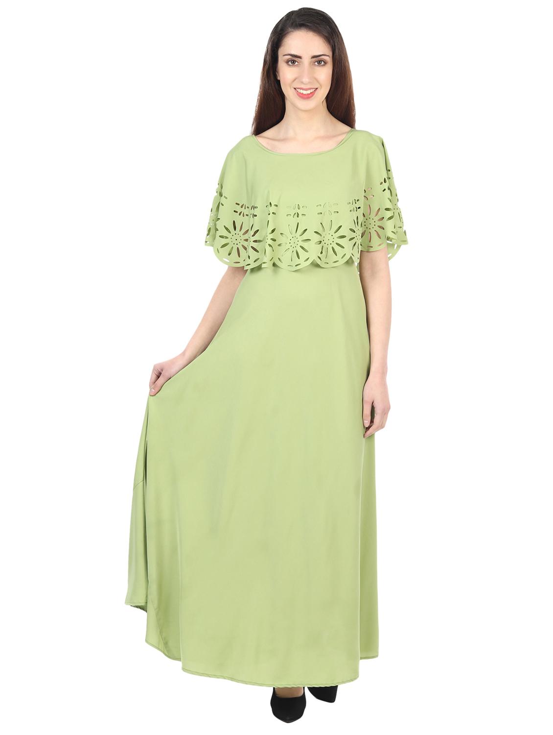 pastel green self design maxi dress