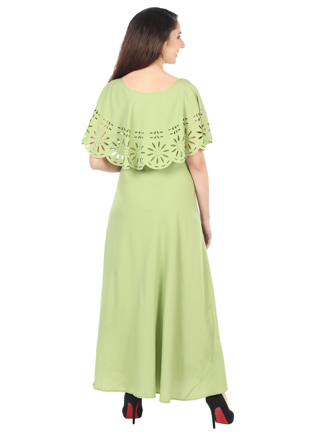 pastel green self design maxi dress - 20417099 - Standard Image - 3