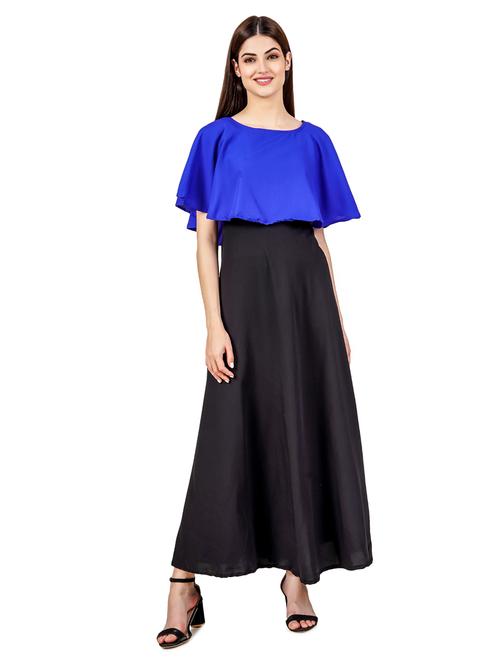 blue and black solid maxi dress - 20417154 -  Standard Image - 0