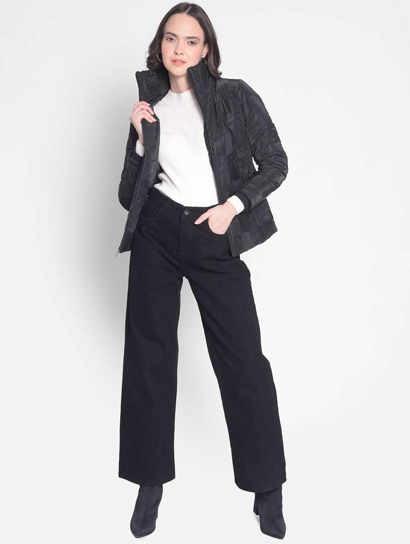 women solid long sleeve quilted jacket - 20417171 - Standard Image - 3