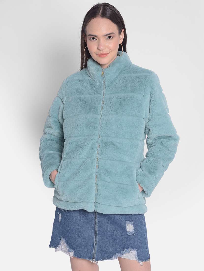 women green polyester fur jacket  - 20417172 -  Zoom Image - 0