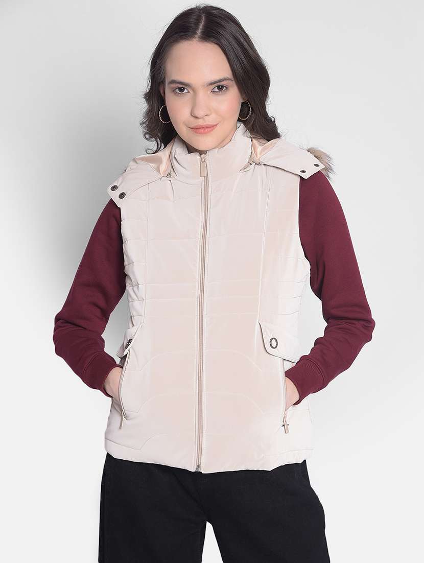men beige polyester quilted & padded jacket - 20417175 -  Zoom Image - 0