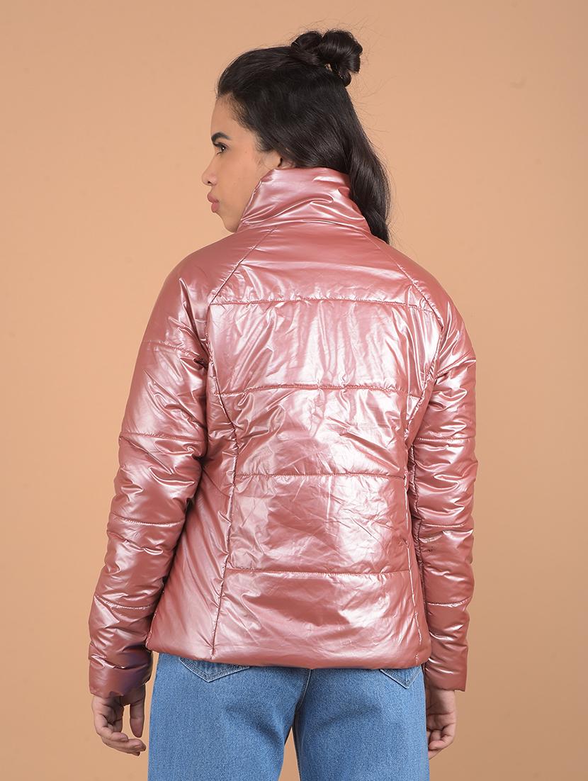 pink solid bomber jacket - 20417178 - Standard Image - 3