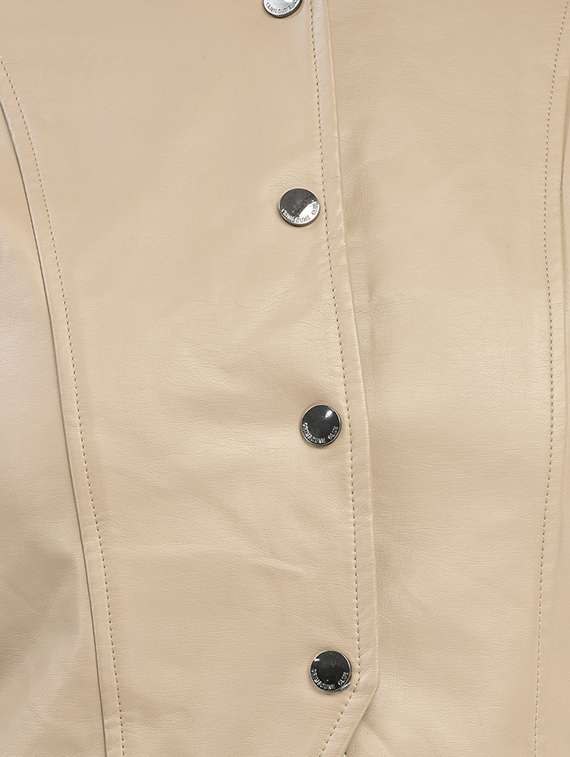 women beige poly blend leather/leatherette jacket - 20417181 - Standard Image - 3