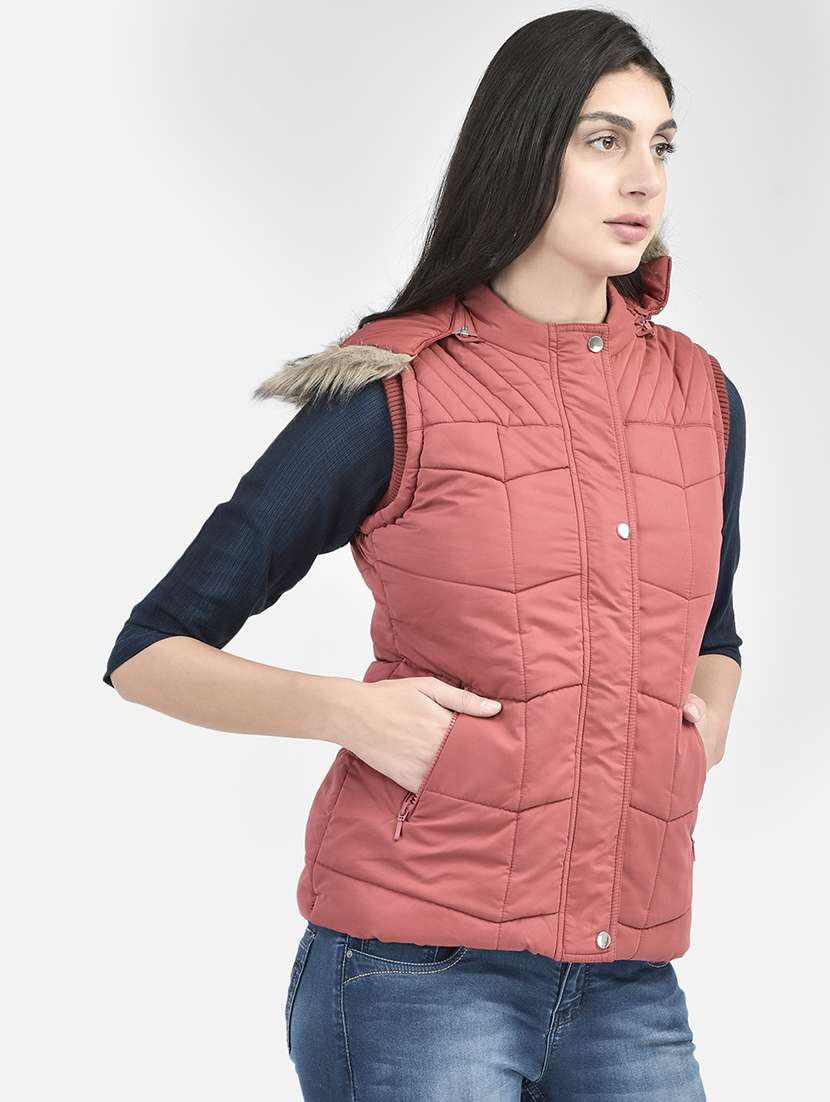 women red polyester quilted & padded jacket - 20417185 - Zoom Image - 0