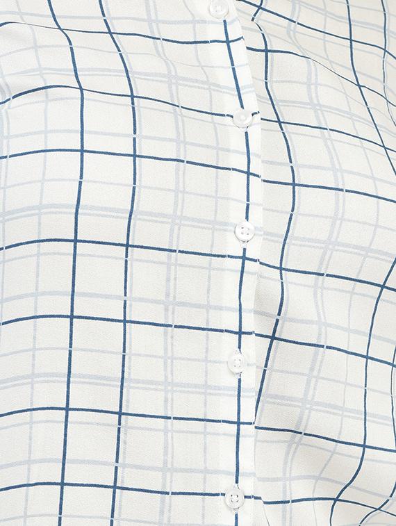 white checkered three quater sleeves shirt - 20417212 - Standard Image - 3