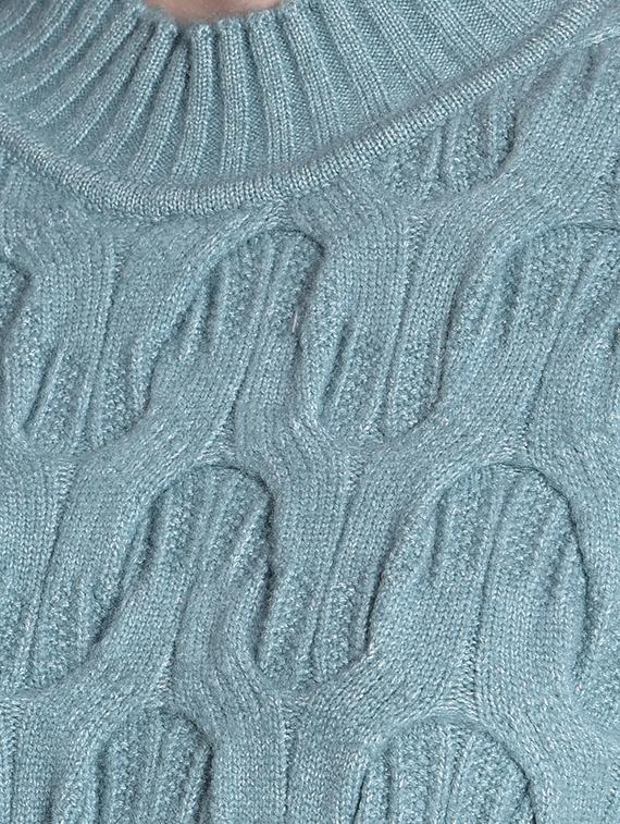 blue self designed mock neck pullover - 20417250 - Standard Image - 5