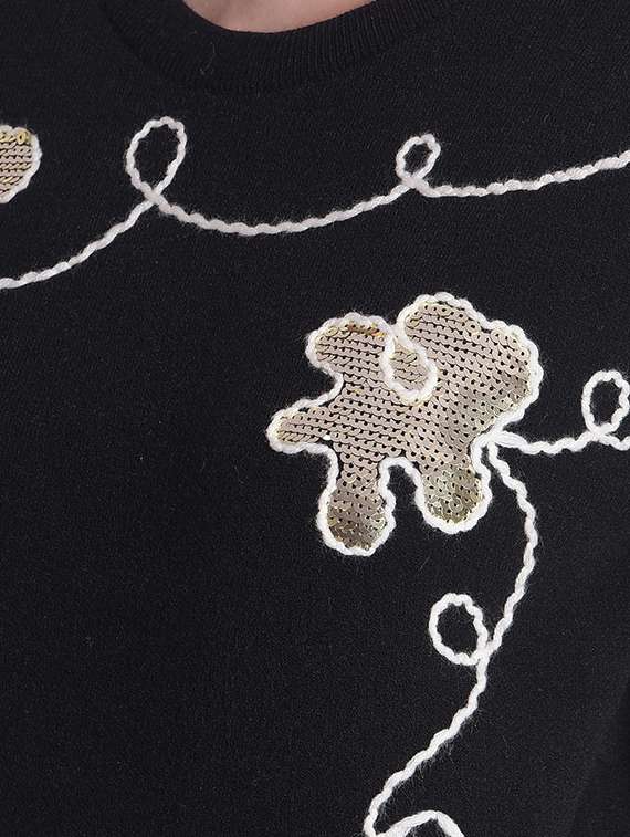 black sequin long sleeves pullover - 20417256 -  Standard Image - 3