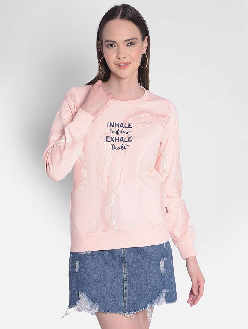 women's chest print sweatshirt