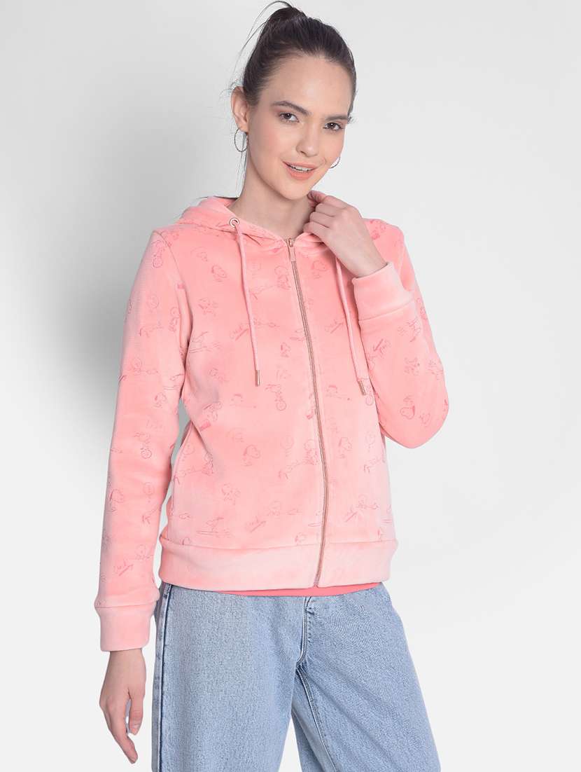 women solid long sleeve hooded sweatshirt - 20417287 -  Zoom Image - 0