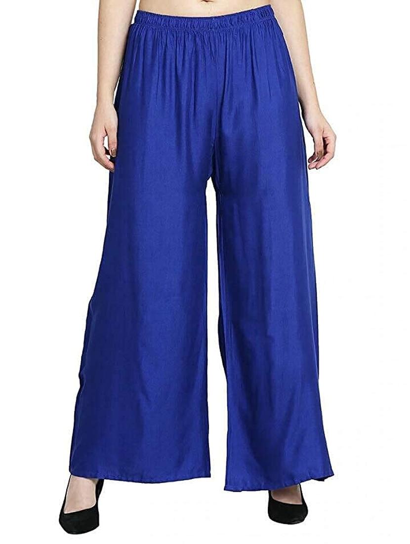 women mid rise solid straight palazzo - 20417329 - Zoom Image - 0