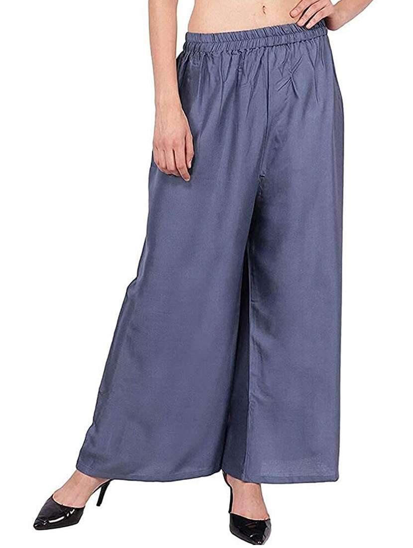women mid rise solid straight palazzo - 20417332 -  Zoom Image - 0