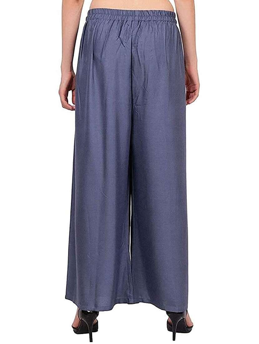 women mid rise solid straight palazzo - 20417332 - Standard Image - 3